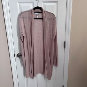 14th & Union Pink‎ Tan Ribbed Knit Open Front Cardigan Sweater Size Medium
